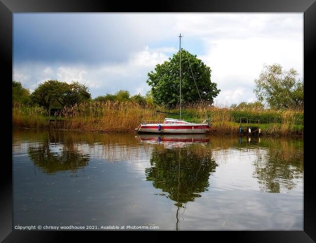 Resting on the Waveney Framed Print by chrissy woodhouse