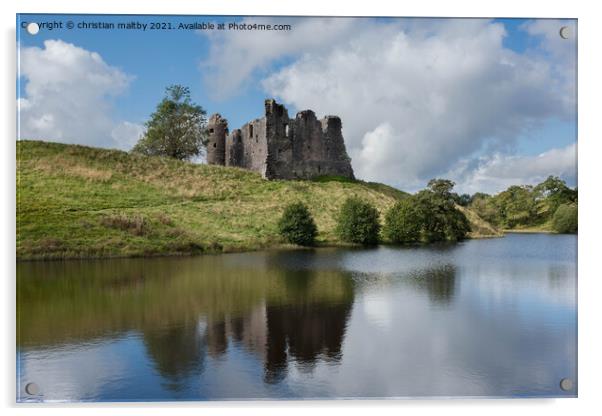 Morton castle Thornhill Dumfries Scotland Acrylic by christian maltby