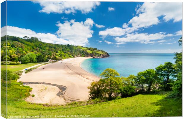 Blackpool Sands, South Hams, Devon Canvas Print by Justin Foulkes
