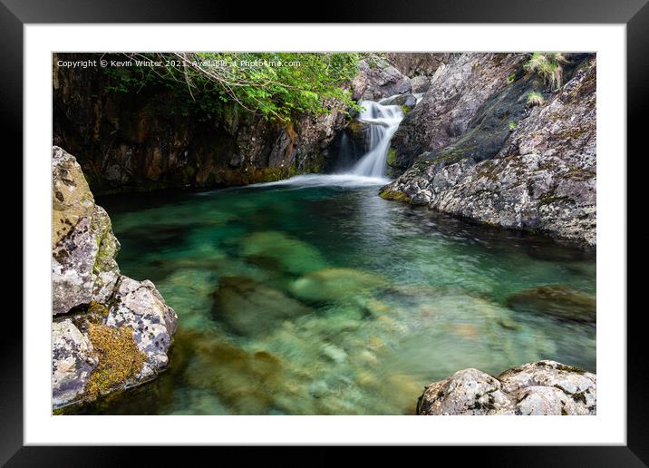 Emerald Green waters of Ritson Force Framed Mounted Print by Kevin Winter