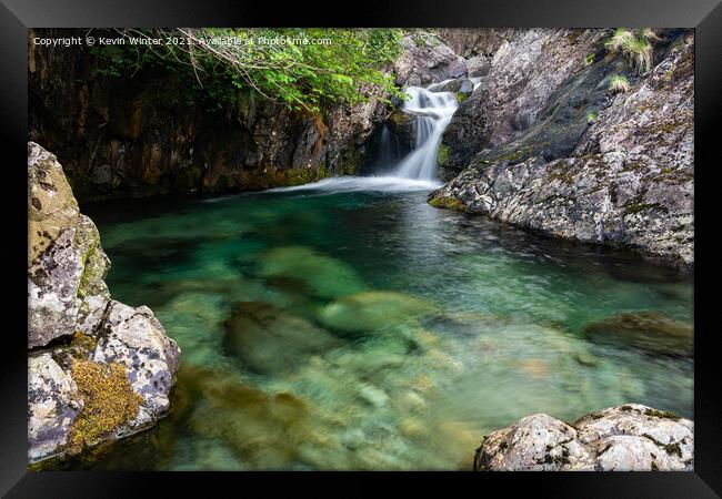 Emerald Green waters of Ritson Force Framed Print by Kevin Winter