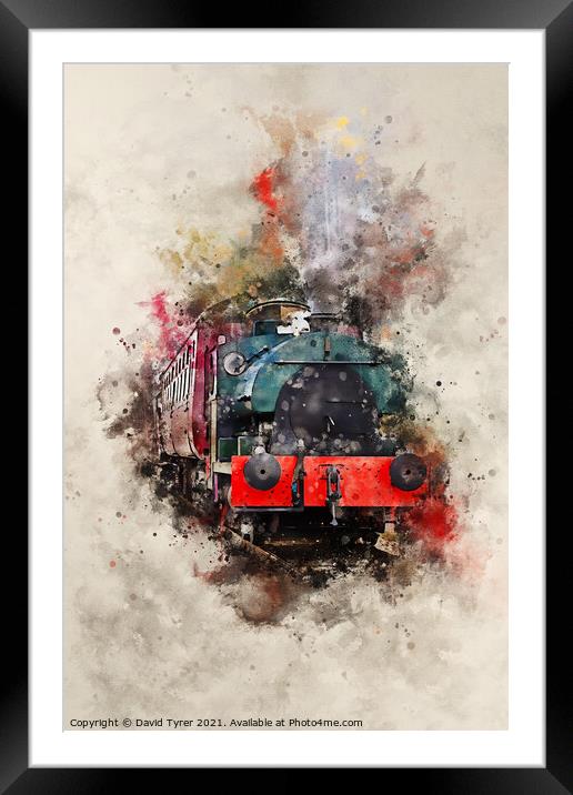 Steam Train and Carriage Framed Mounted Print by David Tyrer