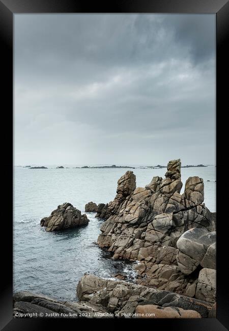 Rocks on the coast of Agnes, Isles of Scilly Framed Print by Justin Foulkes