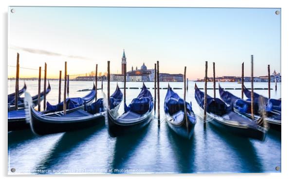 Venice gondolas at sunrise Acrylic by Marcin Rogozinski