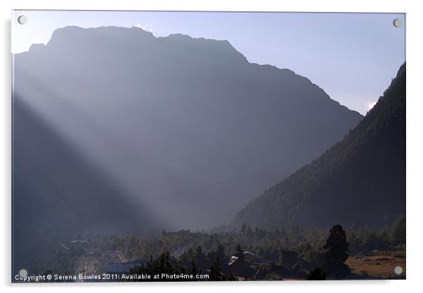 Morning Light Pisang, Himalayas, Nepal Acrylic by Serena Bowles