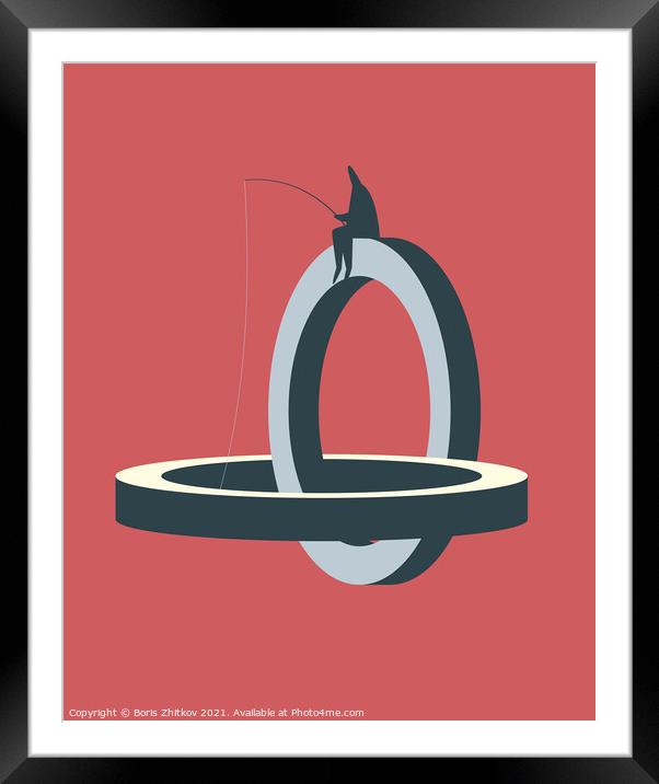 Fishing. Framed Mounted Print by Boris Zhitkov