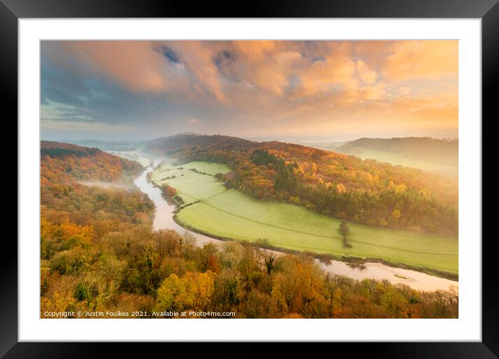 The River Wye from Symonds Yat Rock, at sunrise Framed Mounted Print by Justin Foulkes