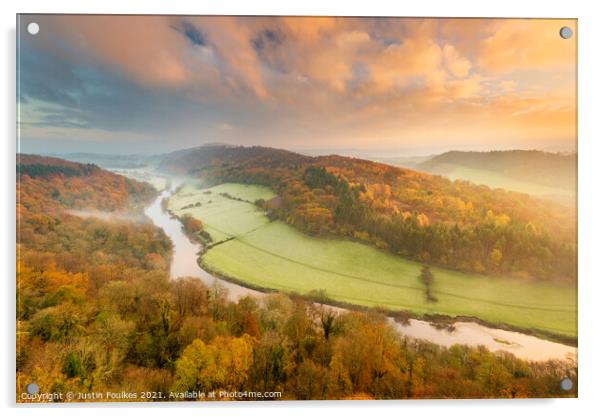 The River Wye from Symonds Yat Rock, at sunrise Acrylic by Justin Foulkes