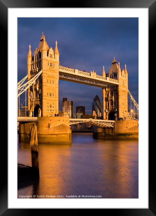 Tower Bridge at sunrise, London Framed Mounted Print by Justin Foulkes