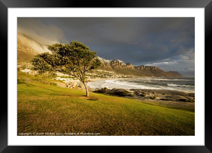 Stormy skies over Camps Bay, Cape Town Framed Mounted Print by Justin Foulkes