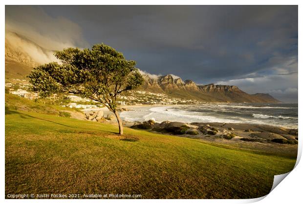 Stormy skies over Camps Bay, Cape Town Print by Justin Foulkes