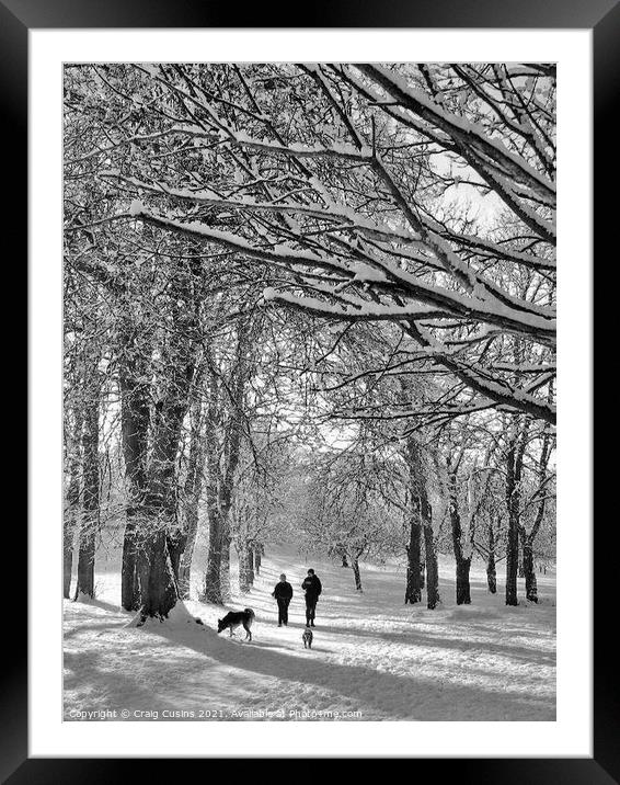 A winter walk in the park Framed Mounted Print by Wall Art by Craig Cusins