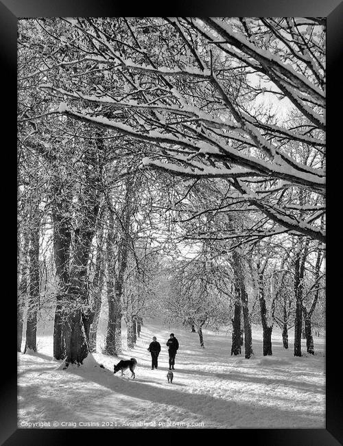 A winter walk in the park Framed Print by Wall Art by Craig Cusins