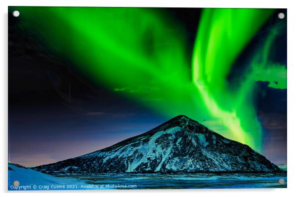 Aurora over mountain Acrylic by Wall Art by Craig Cusins