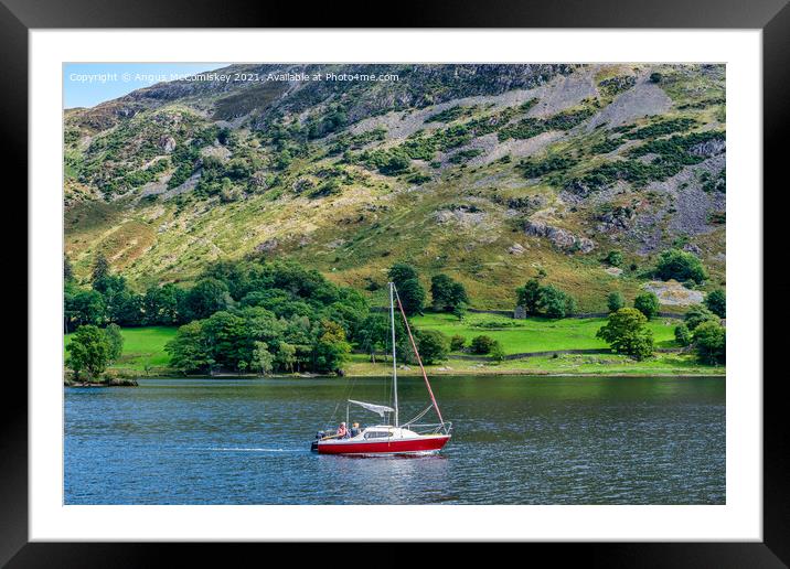Yacht motoring south on Ullswater Framed Mounted Print by Angus McComiskey