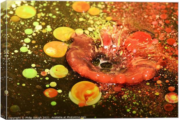 Oily Water drops Canvas Print by Philip Gough