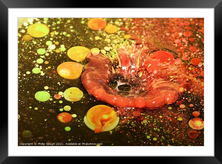 Oily Water drops Framed Mounted Print by Philip Gough