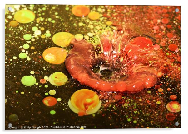 Oily Water drops Acrylic by Philip Gough