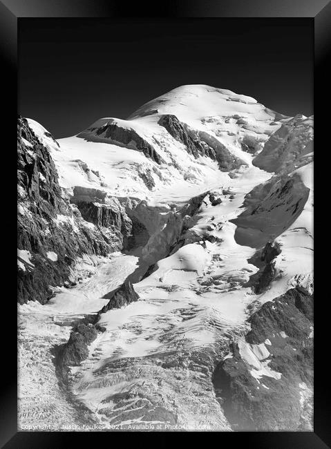 Mont Blanc and the Glacier Des Bossons Framed Print by Justin Foulkes