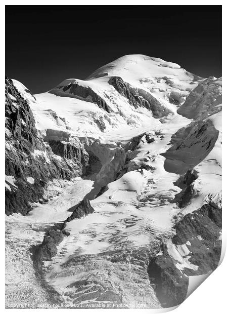 Mont Blanc and the Glacier Des Bossons Print by Justin Foulkes