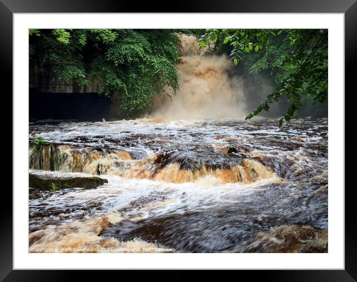 West Burton Waterfall after Heavy Rain Framed Mounted Print by Mark Sunderland