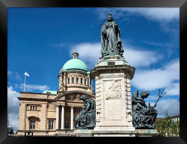Queen Victoria Statue and City Hall in Hull Framed Print by Mark Sunderland