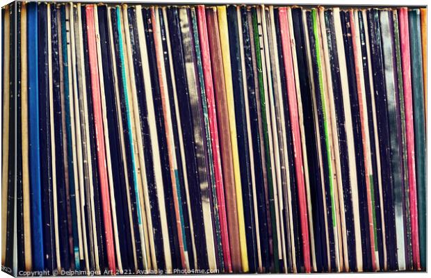 Vintage music Collection of vinyl records albums Canvas Print by Delphimages Art