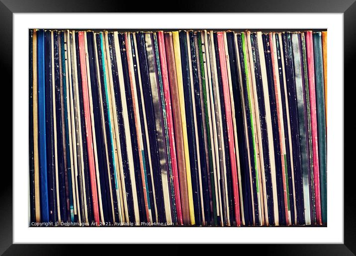 Vintage music Collection of vinyl records albums Framed Mounted Print by Delphimages Art