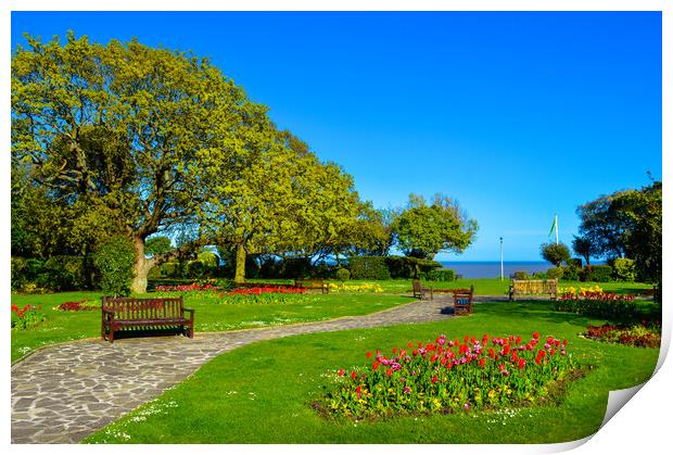 Beautiful gardens in spring time in Frinton-on-Sea Print by Paula Tracy