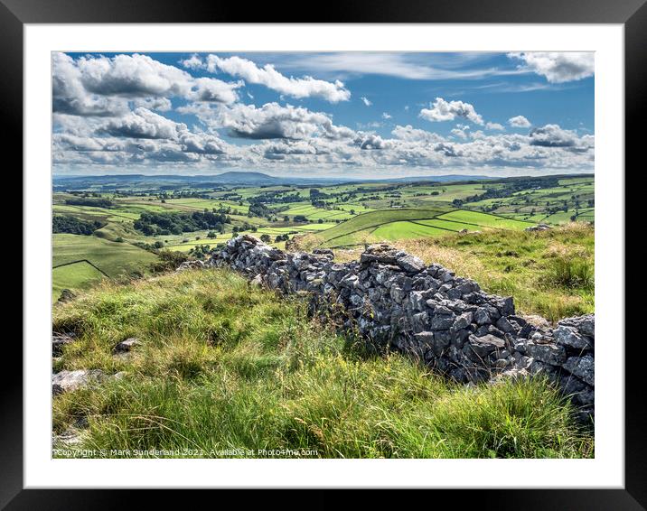 View over Malhamdale to Pendle Hill Framed Mounted Print by Mark Sunderland