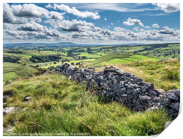 View over Malhamdale to Pendle Hill Print by Mark Sunderland