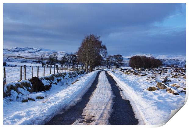 Winter Landscape - the Scottish Highlands Print by Jacqi Elmslie