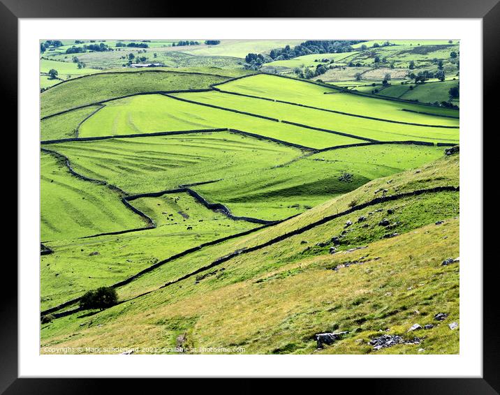 Meadows in Malhamdale from above Gordale Scar Framed Mounted Print by Mark Sunderland