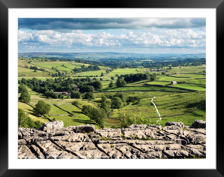 View over Malhamdale from Malham Cove Framed Mounted Print by Mark Sunderland