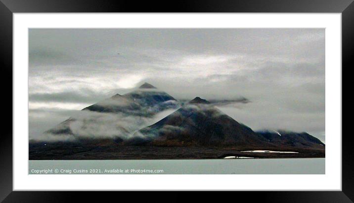 Svalbard Misty Mountain Peaks Framed Mounted Print by Wall Art by Craig Cusins