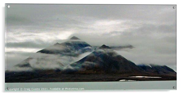 Svalbard Misty Mountain Peaks Acrylic by Wall Art by Craig Cusins