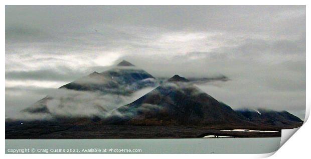 Svalbard Misty Mountain Peaks Print by Wall Art by Craig Cusins