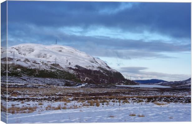Snowy Mountain beside a Highland Loch Canvas Print by Jacqi Elmslie