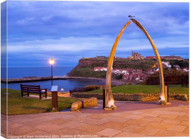 Whalebone Arch at Dusk in Whitby Canvas Print by Mark Sunderland