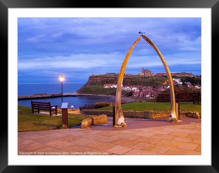 Whalebone Arch at Dusk in Whitby Framed Mounted Print by Mark Sunderland