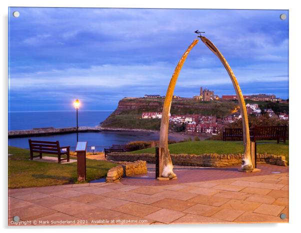 Whalebone Arch at Dusk in Whitby Acrylic by Mark Sunderland