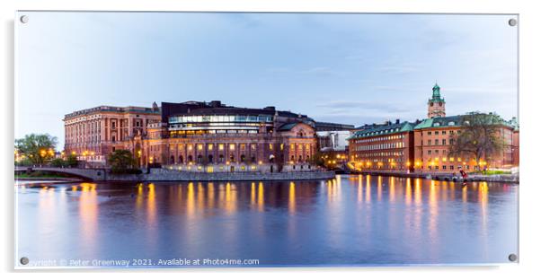 The Parliment Buildings At Sunset, Stockholm, Sweden Acrylic by Peter Greenway