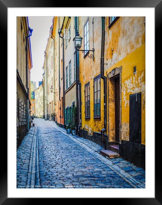 Gamla Stan Back Street, Stockholm Framed Mounted Print by Peter Greenway