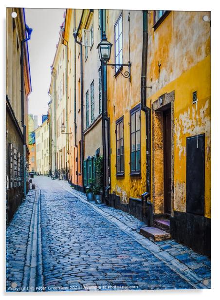 Gamla Stan Back Street, Stockholm Acrylic by Peter Greenway