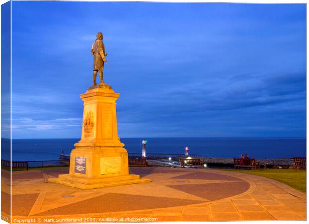 Captain Cook Statue at Whitby Canvas Print by Mark Sunderland