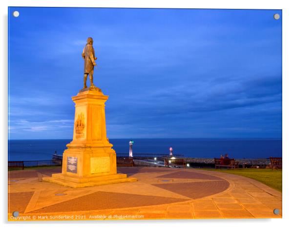 Captain Cook Statue at Whitby Acrylic by Mark Sunderland