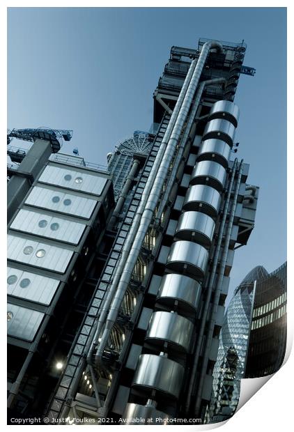 The Lloyds building, London Print by Justin Foulkes