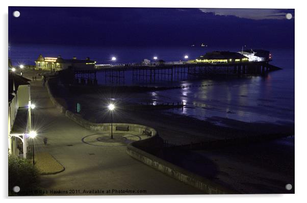 Cromer Pier at night Acrylic by Rob Hawkins