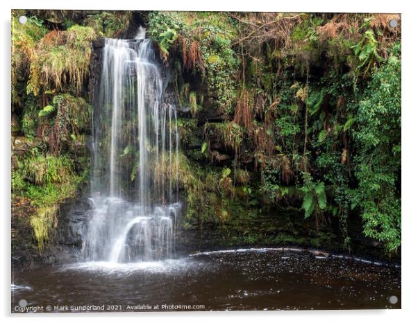 Lumb Hole Waterfall near Hebden Bridge Acrylic by Mark Sunderland