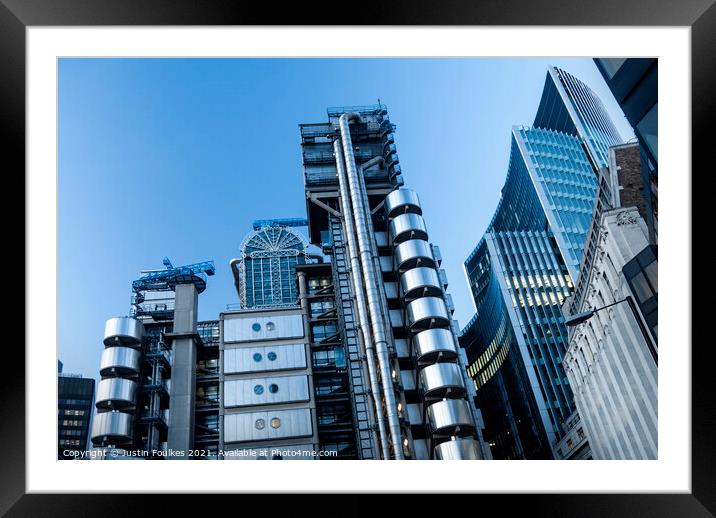 The Lloyds building, the City of London Framed Mounted Print by Justin Foulkes